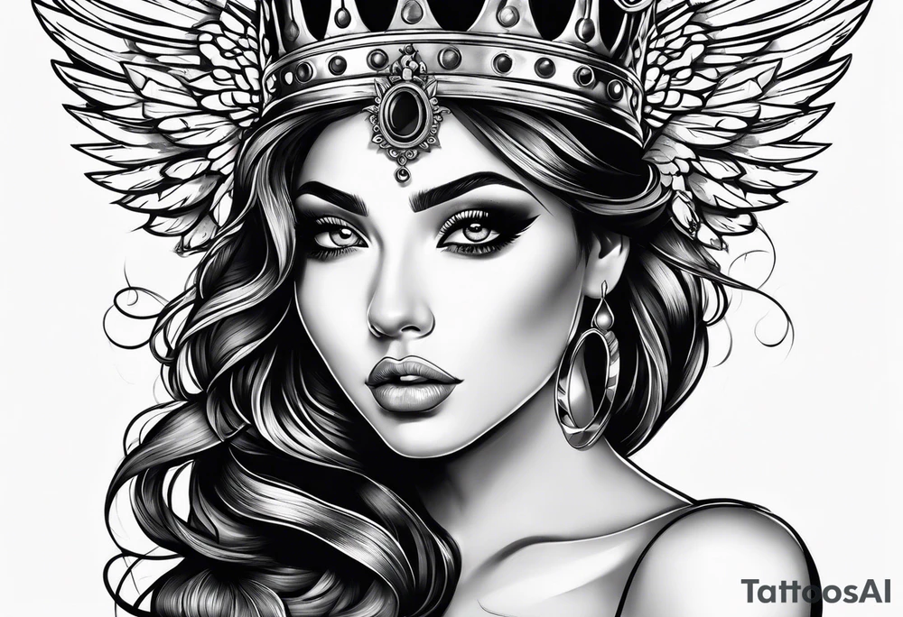 big eye with wings and crown tattoo idea