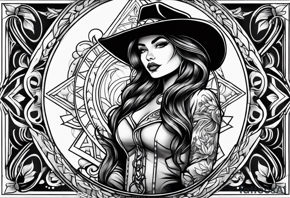 Neotraditional cowgirl tattoo idea