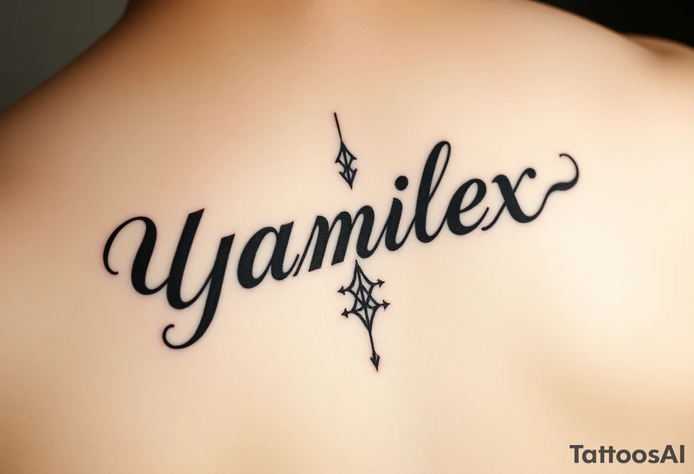 Create the name Yamilex  going  up to down 
in calligraphy  writing tattoo idea