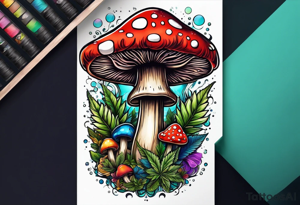 shroom and marijuana tattoo tattoo idea