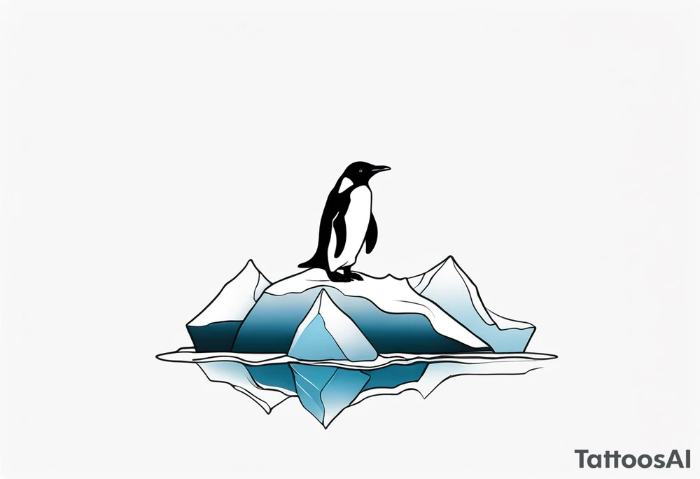 penguin standing on small iceburg tattoo idea