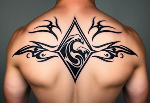 A sharp edged rip curl wave inside of an elongated diamond tattoo idea