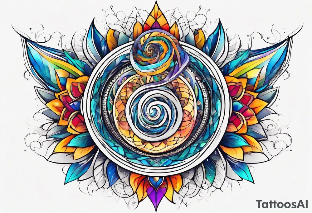 geometric earthly spiral chakra, spiritual for the side of the neck tattoo idea
