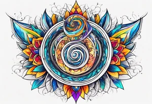 geometric earthly spiral chakra, spiritual for the side of the neck tattoo idea