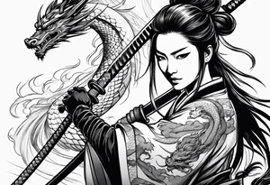 woman samurai with a dragon tattoo idea