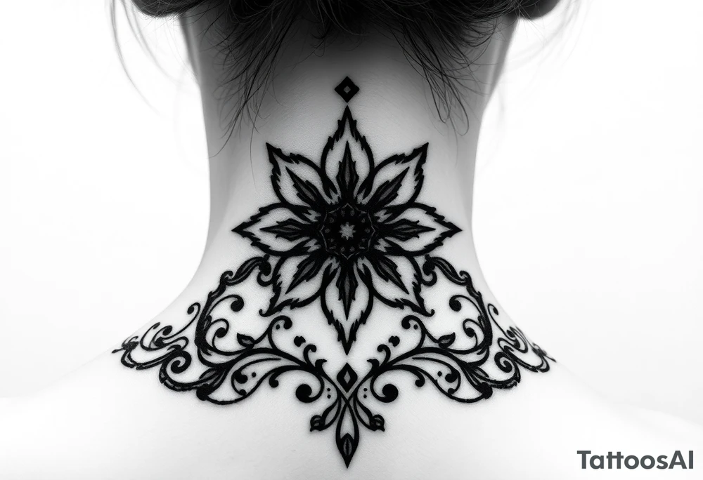 Back of neck tattoo idea