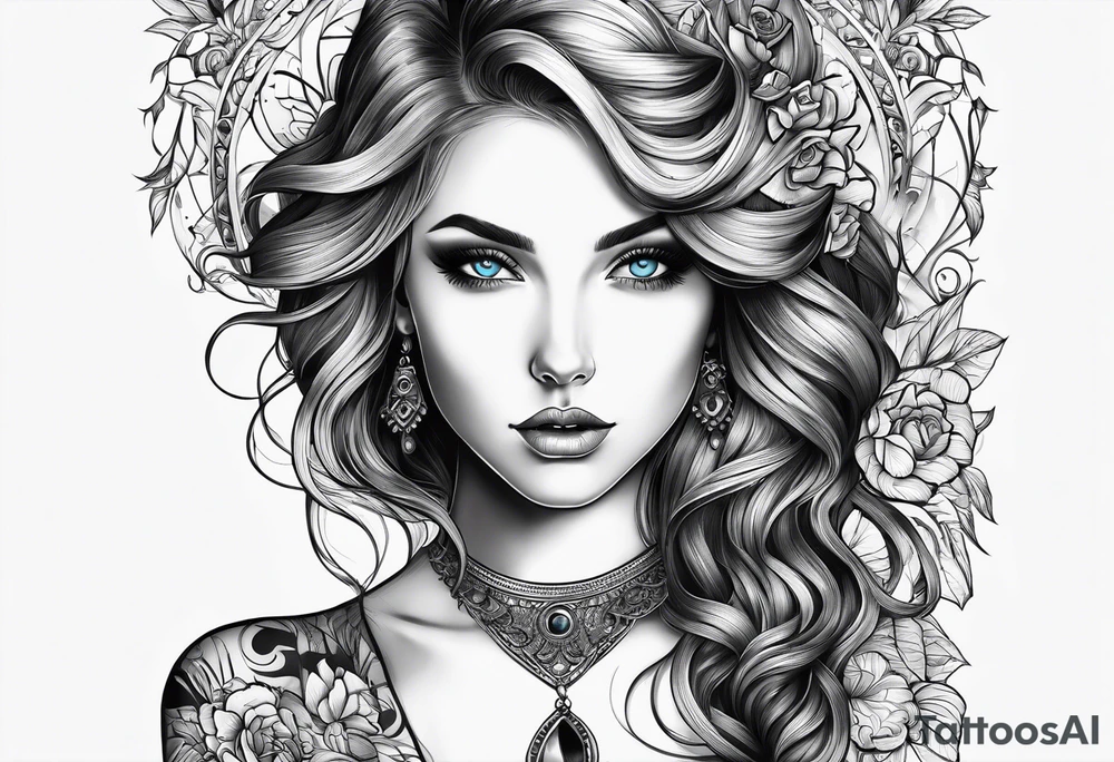 A girl with blue eyes tattoo idea