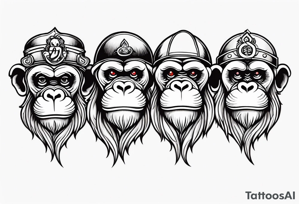 3 wise monkeys+hear no evil see no evil tell no evil+vertical tattoo idea