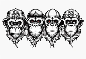 3 wise monkeys+hear no evil see no evil tell no evil+vertical tattoo idea