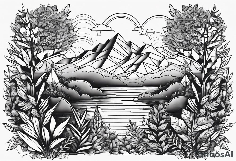 geometric dense vegetation tattoo idea