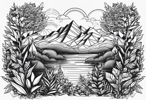 geometric dense vegetation tattoo idea