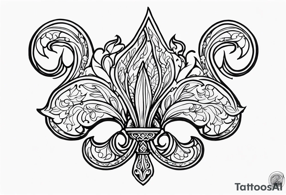 Fleur de lys celtique en flamme tattoo idea