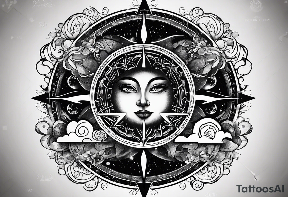 With all my heart and all my soul to the end of the universe To infinity and beyond.  sun and moon tattoo idea