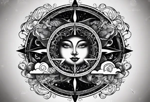 With all my heart and all my soul to the end of the universe To infinity and beyond.  sun and moon tattoo idea