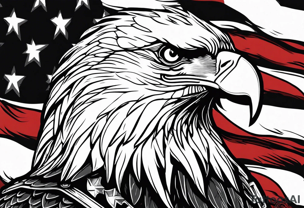 Bald eagle and a spartan helmet with American flag background tattoo idea