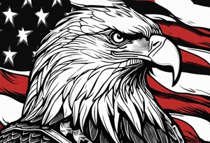 Bald eagle and a spartan helmet with American flag background tattoo idea