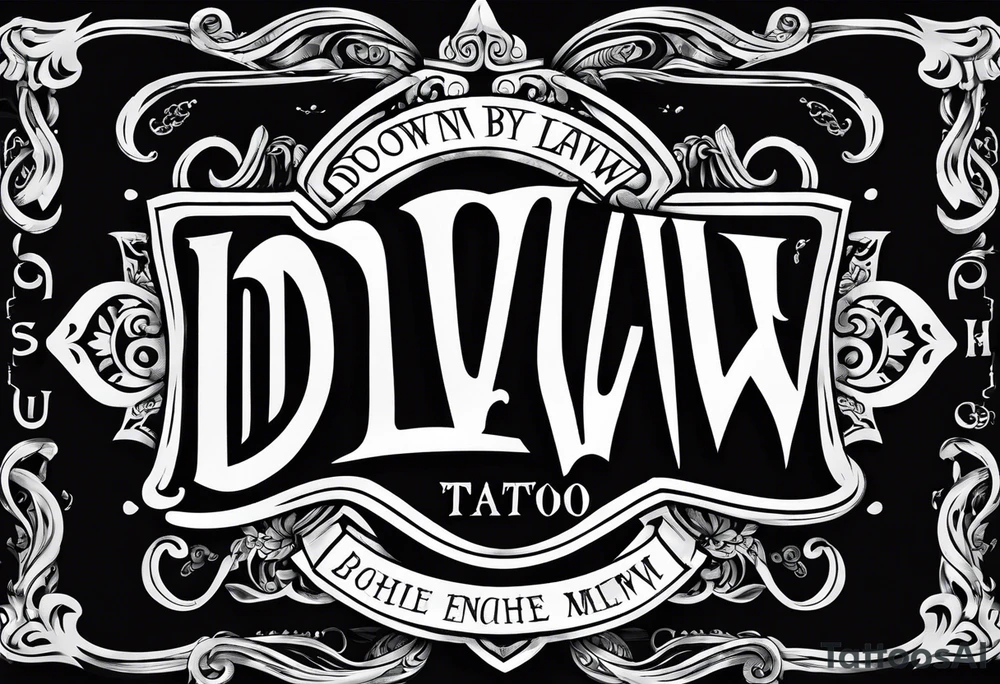 Old English font saying down by Law tattoo idea