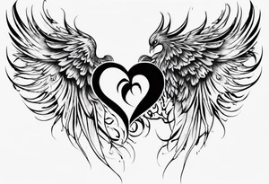 Phoenix heart one wing larger than the other tattoo idea