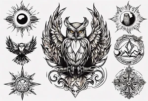 symbol eines Kriegers Wasser Eule Sonne 
Sapere Aude tattoo idea
