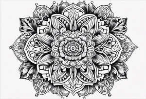 Mirrored style. Mexican flower mandala design tattoo idea