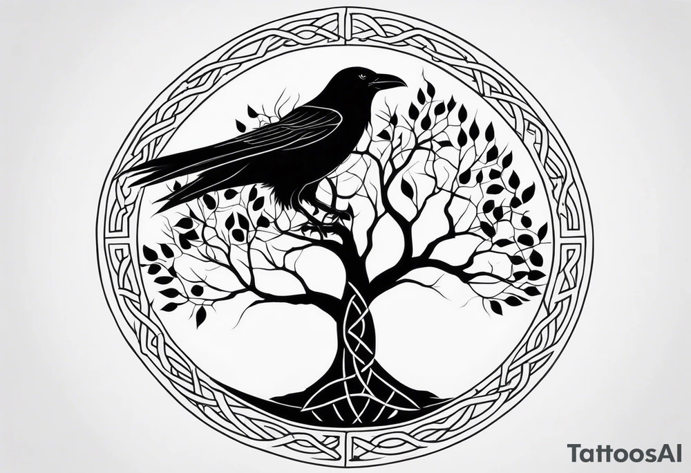 world tree with a raven and knotwork sleeve tattoo tattoo idea world tree with a raven and knotwork sleeve tattoo tattoo idea