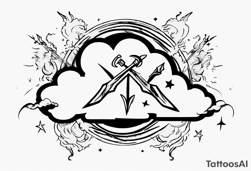 a cloud with the word sagittarius with the date 12.08.05 tattoo idea