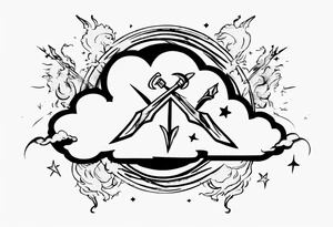 a cloud with the word sagittarius with the date 12.08.05 tattoo idea