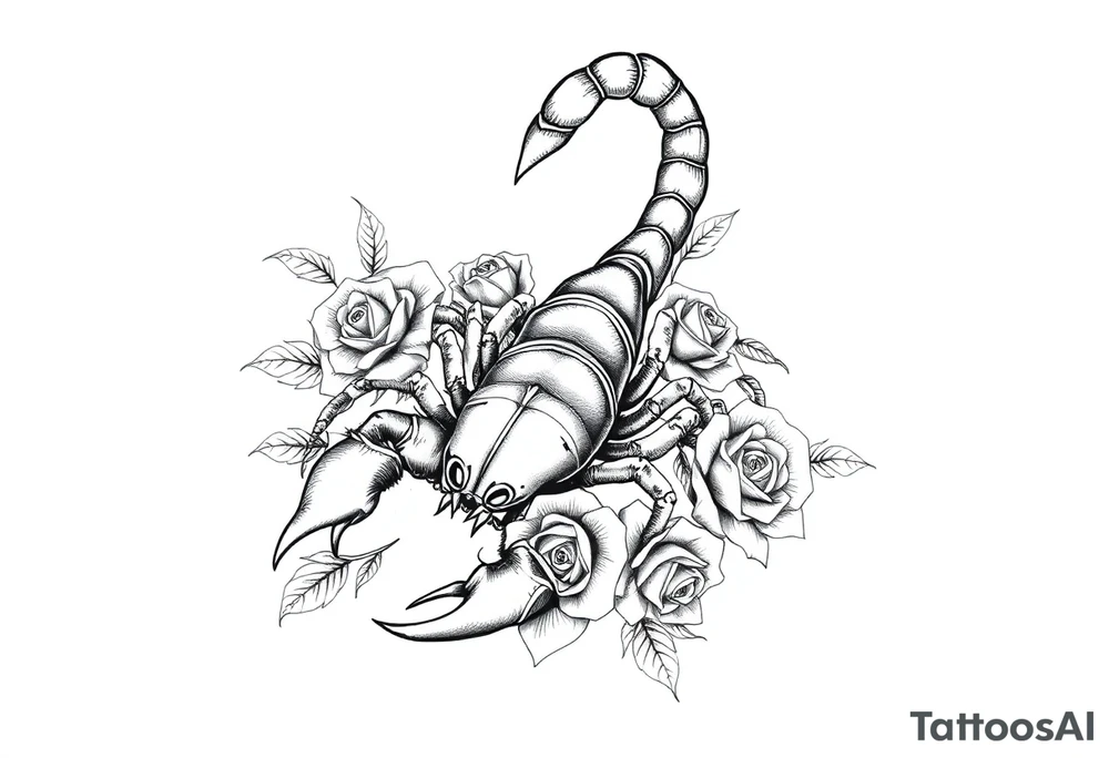 Scorpion with roses tattoo idea