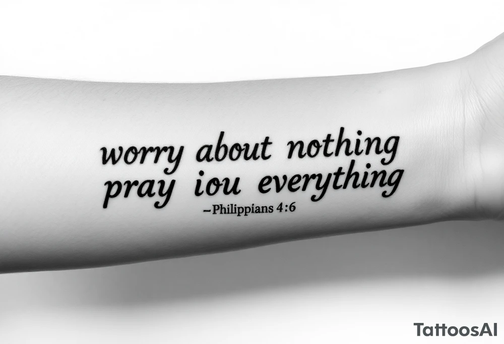 philippians 4:6 “worry about nothing, pray about everything” make this into a graphic type of tattoo with no words just meaning. tattoo idea