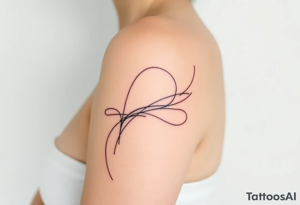 Desenhe uma tatuagem que simbolize uma mulher feminista de 41 anos, mãe de dois filhos homens, independente e filósofa inspirada nas teorias de Deleuze. A tatuagem deve expressar força, liberdade e conexão com a multiplicidade da vida, incorporando elementos abstratos e fluidos, com linhas que sugiram movimento e transformação contínua. Evite clichês e busque um design original e significativo. tattoo idea