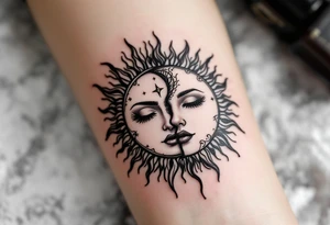 sunface (sunsign in aquarius) & moonface (moonsign in pisces) astrology / yang and yang inspired tattoo idea