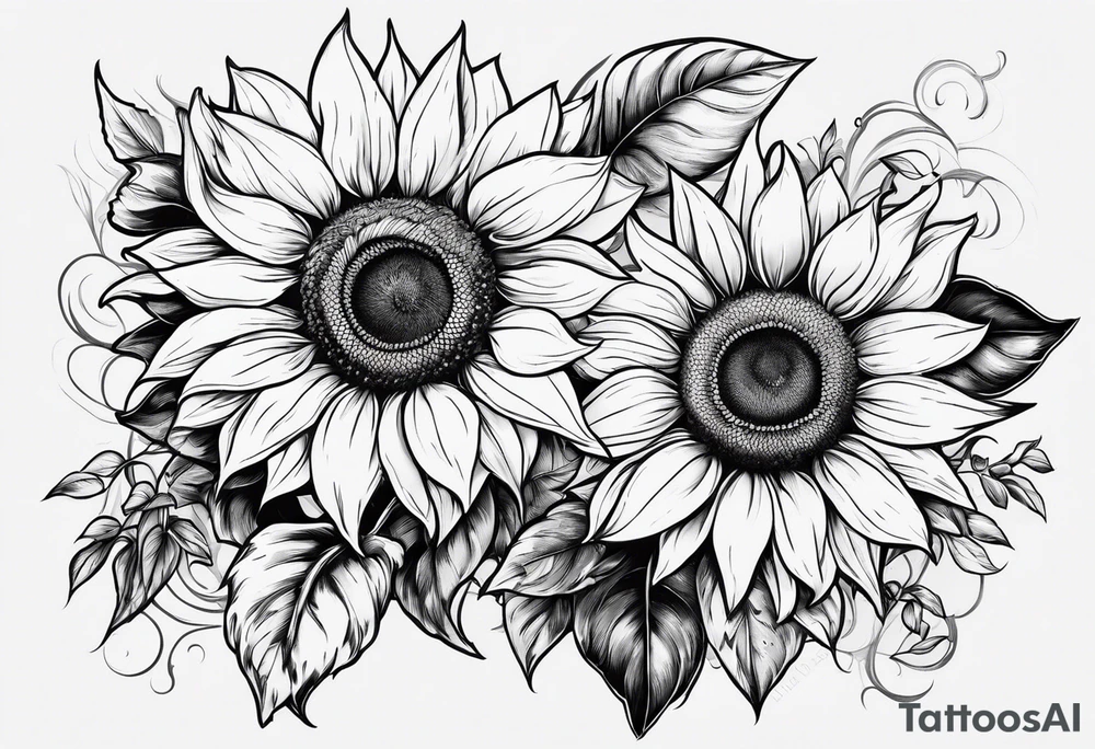 sketch sunflower tattoo idea