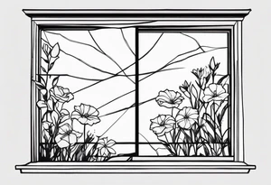 Broken window, flowers, beauty, look into my eyes tattoo idea
