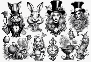 Alice in wonderland characters tattoo idea