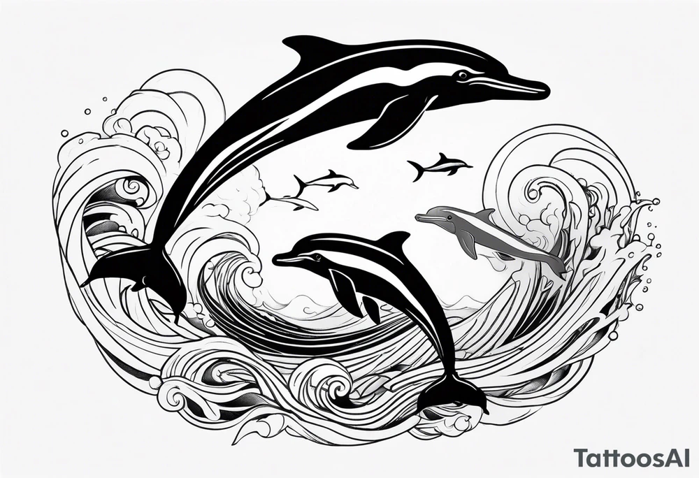 dolphins in the ocean tattoo idea