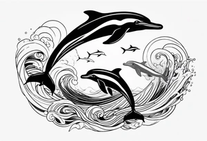 dolphins in the ocean tattoo idea