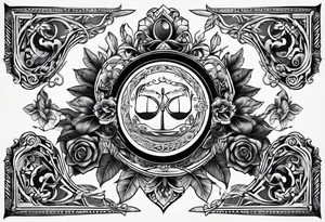 omega greek sign black magic style tattoo idea