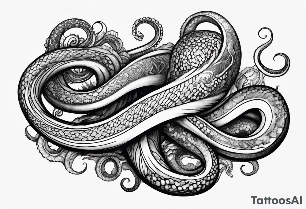 natural real outstretched single tentacle tattoo idea