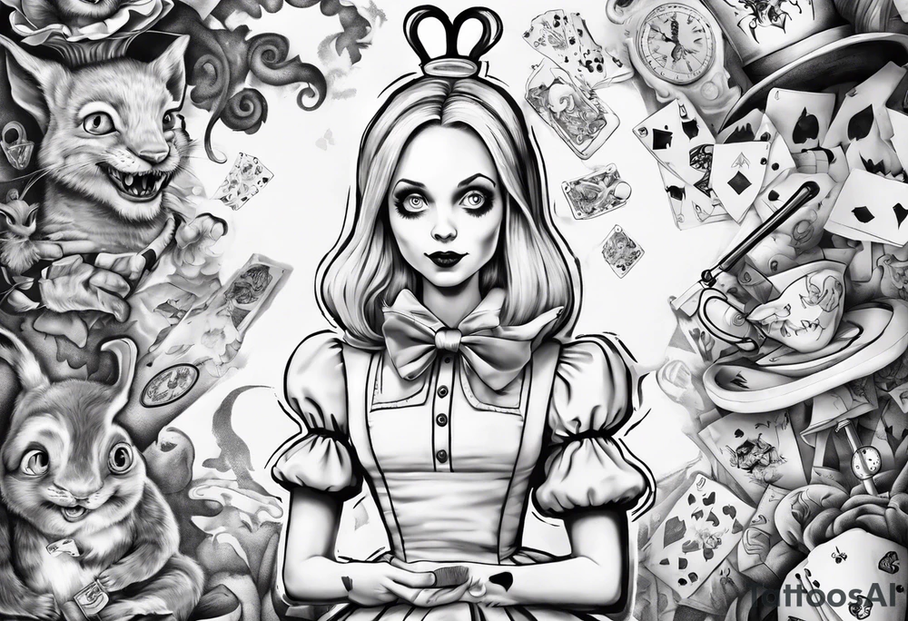 Alice in wonderland mural, "Alice, Don't Get Lost In Wonderland" tattoo idea
