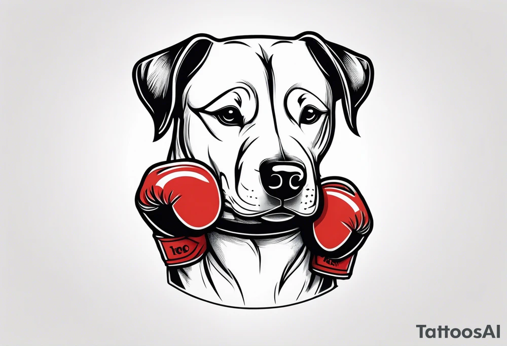 Dog wearing boxing gloves tattoo idea