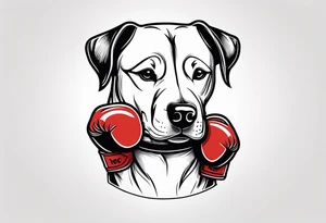 Dog wearing boxing gloves tattoo idea