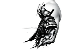 noble samurai warrior silhouette at sunset tattoo idea