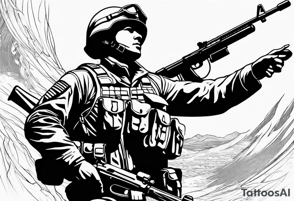 soldier reaching for the sky tattoo idea