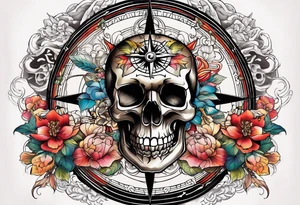 Compass wonderland skulls tattoo idea | TattoosAI