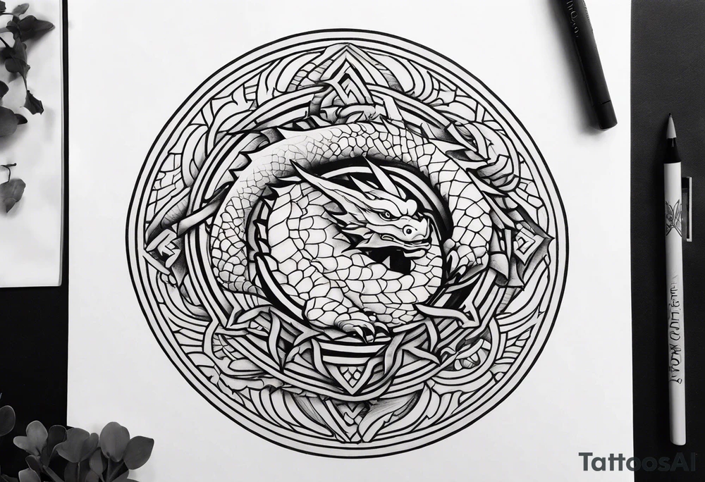dragon with turtle shell tattoo idea