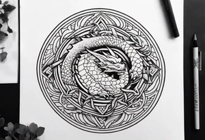 dragon with turtle shell tattoo idea