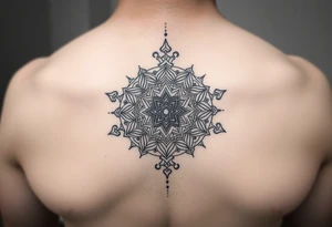 intricate mandala with sacred geometry and cosmic elements tattoo idea