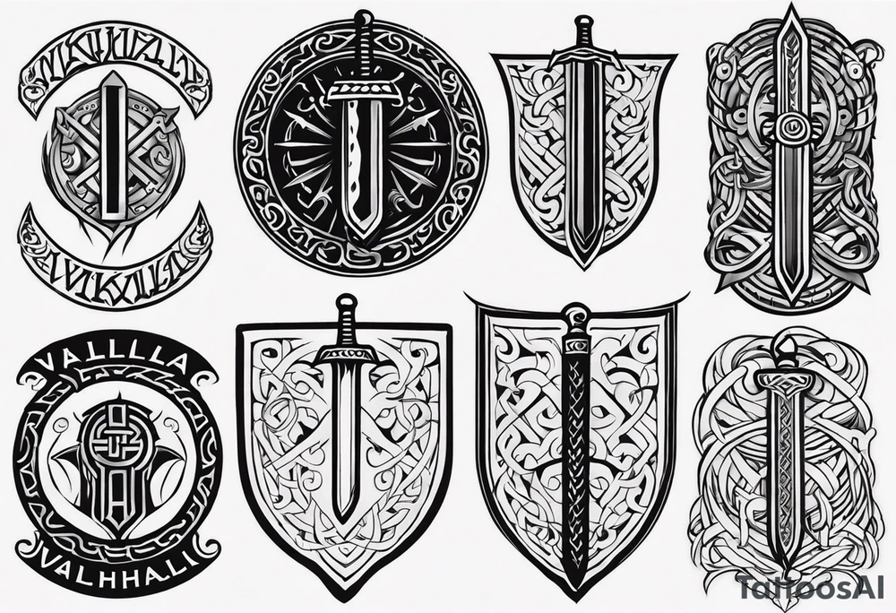 Valhalla viking 
Sword shield tattoo idea