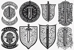 Valhalla viking 
Sword shield tattoo idea