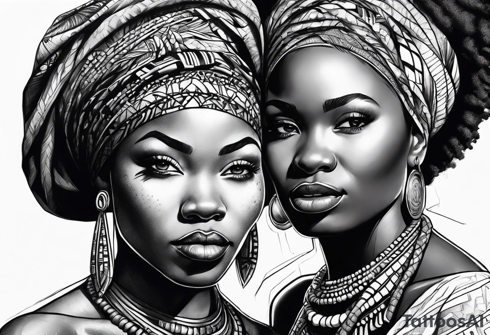 african faces cultural tattoo idea
